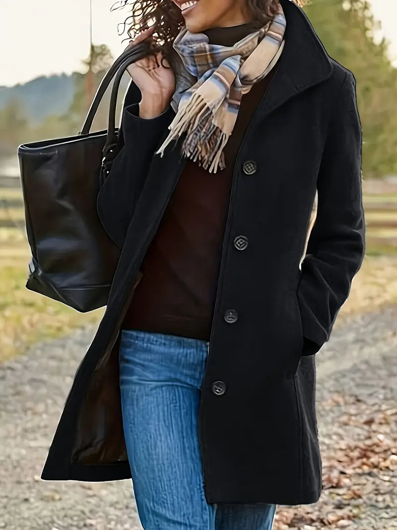 Women’s Button-Front Mid-Length Coat