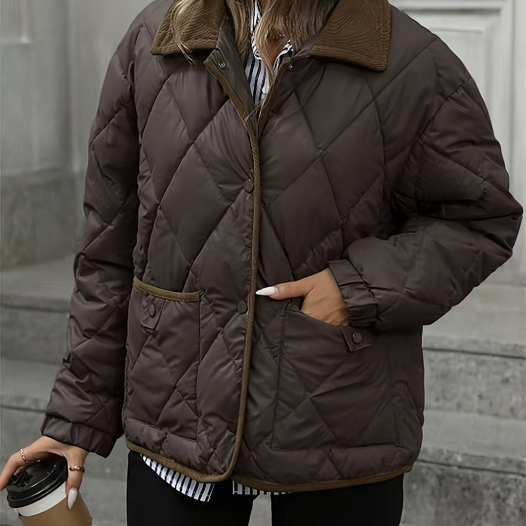 Women’s Quilted Jacket with Contrast Collar