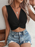Women’s Twist Front Sleeveless Crop Top