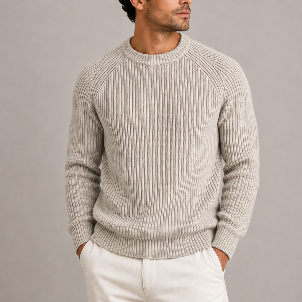 Men's Ribbed Knit Crew Neck Sweater