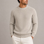 Men's Ribbed Knit Crew Neck Sweater