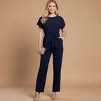 Women's Belted Wide Leg Jumpsuit