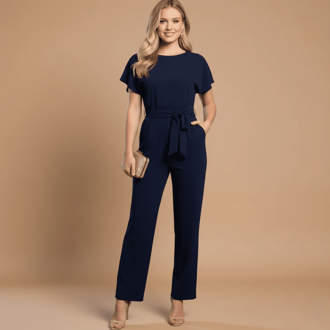 Women's Belted Wide Leg Jumpsuit