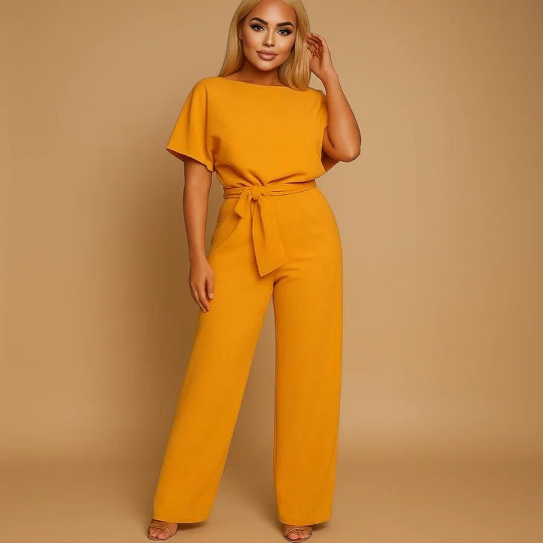 Women's Belted Wide Leg Jumpsuit