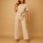 Women's Belted Wide Leg Jumpsuit