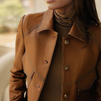 Women’s Cropped Button-Front Jacket with Patch Pockets