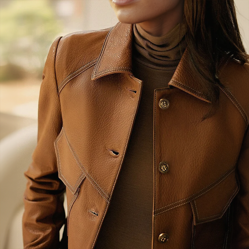 Women’s Cropped Button-Front Jacket with Patch Pockets