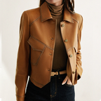 Women’s Cropped Button-Front Jacket with Patch Pockets