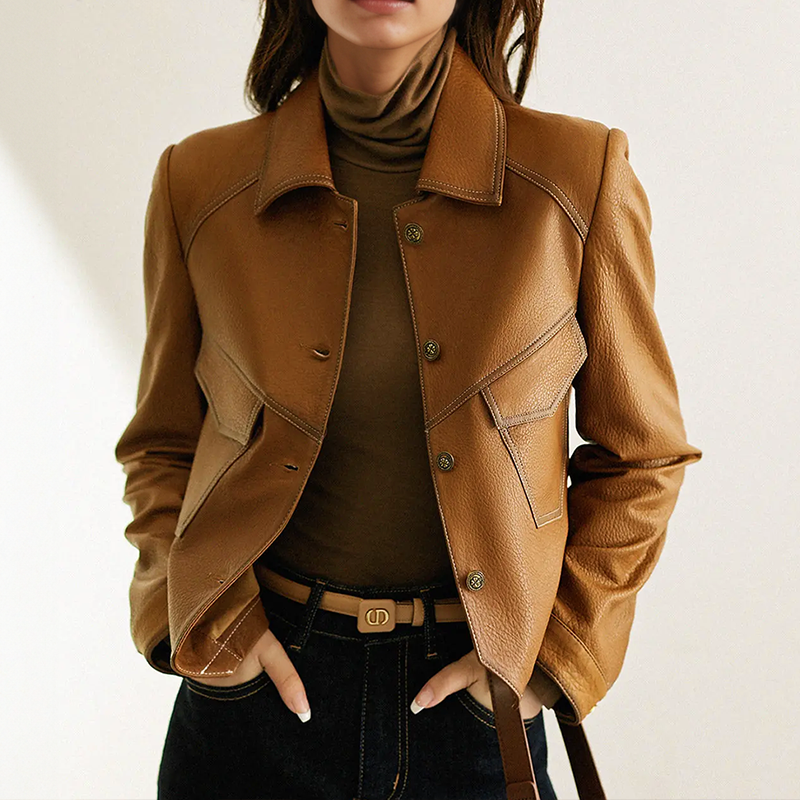 Women’s Cropped Button-Front Jacket with Patch Pockets