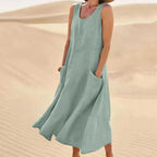 Women's Linen Pocket Maxi Dress
