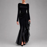 Women’s Draped Ruffle Maxi Dress