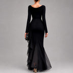 Women’s Draped Ruffle Maxi Dress