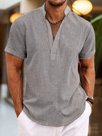 Men's Relaxed Fit Short Sleeve Henley Shirt