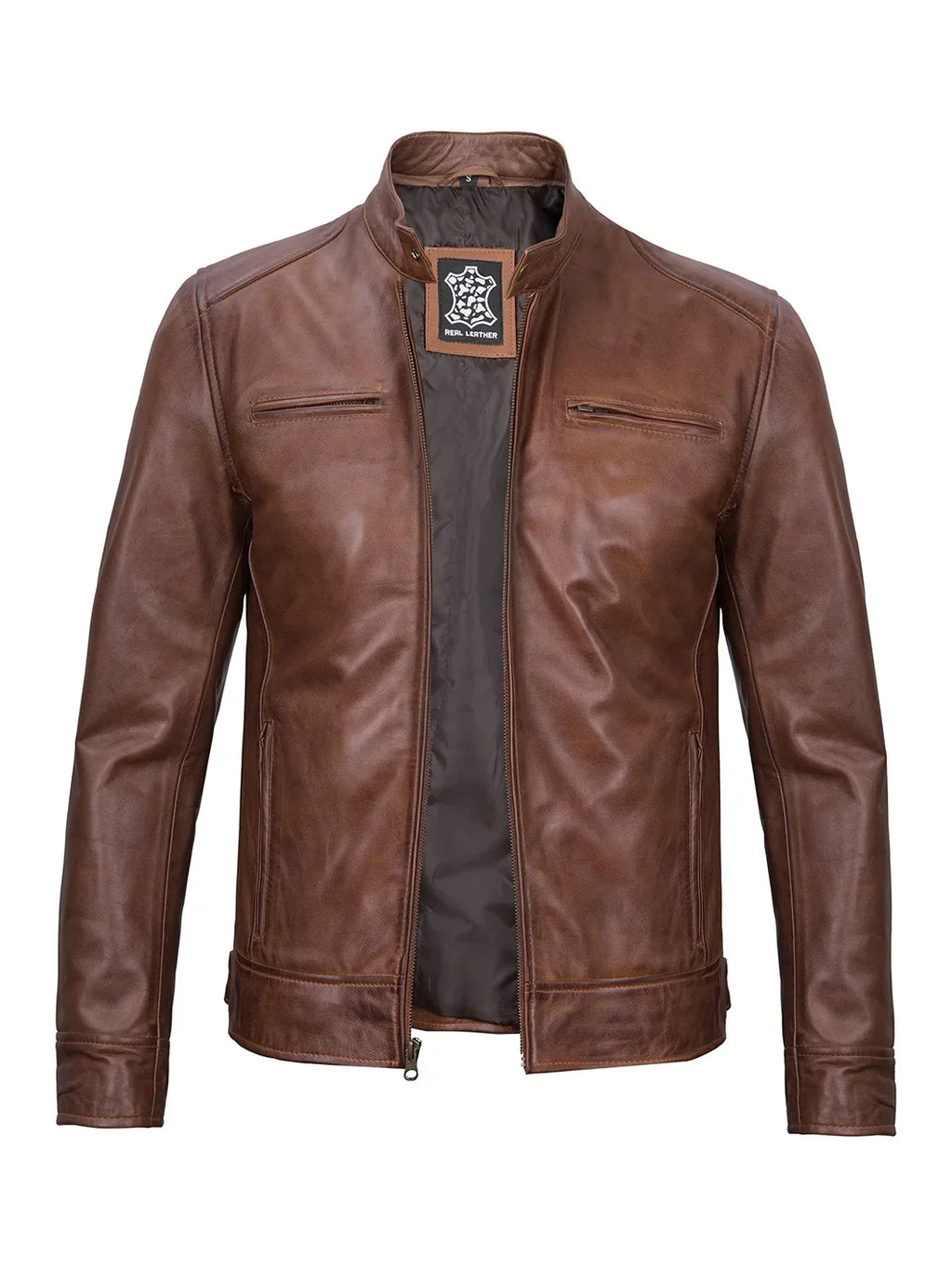 Men's Stand-Collar Short Jacket with Zip Detail