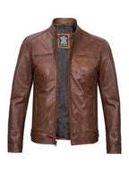 Men's Stand-Collar Short Jacket with Zip Detail