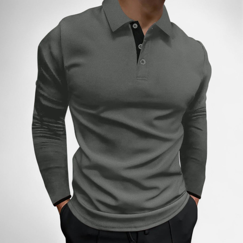Men's Long Sleeve Casual Polo Shirt