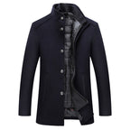 Men’s Layered-Look Stand-Collar Winter Coat