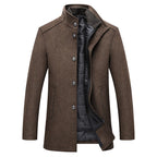 Men’s Layered-Look Stand-Collar Winter Coat