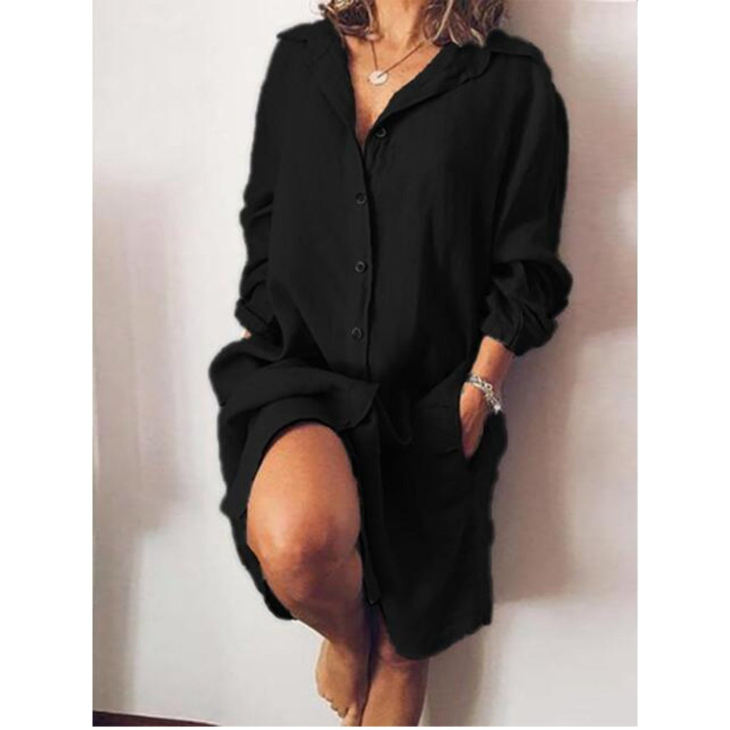 Women’s Relaxed Button-Front Shirt Dress