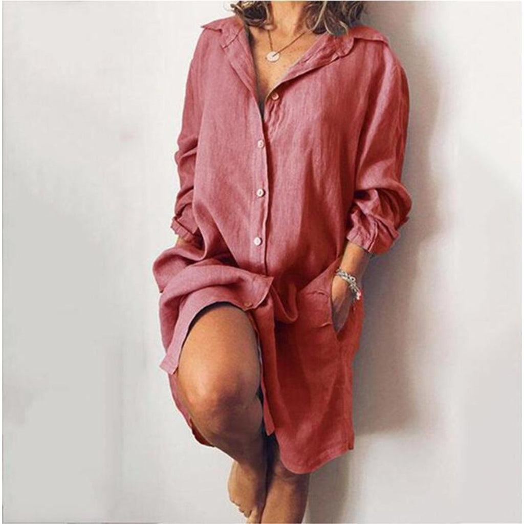 Women’s Relaxed Button-Front Shirt Dress