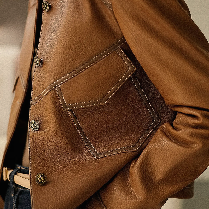 Women’s Cropped Button-Front Jacket with Patch Pockets