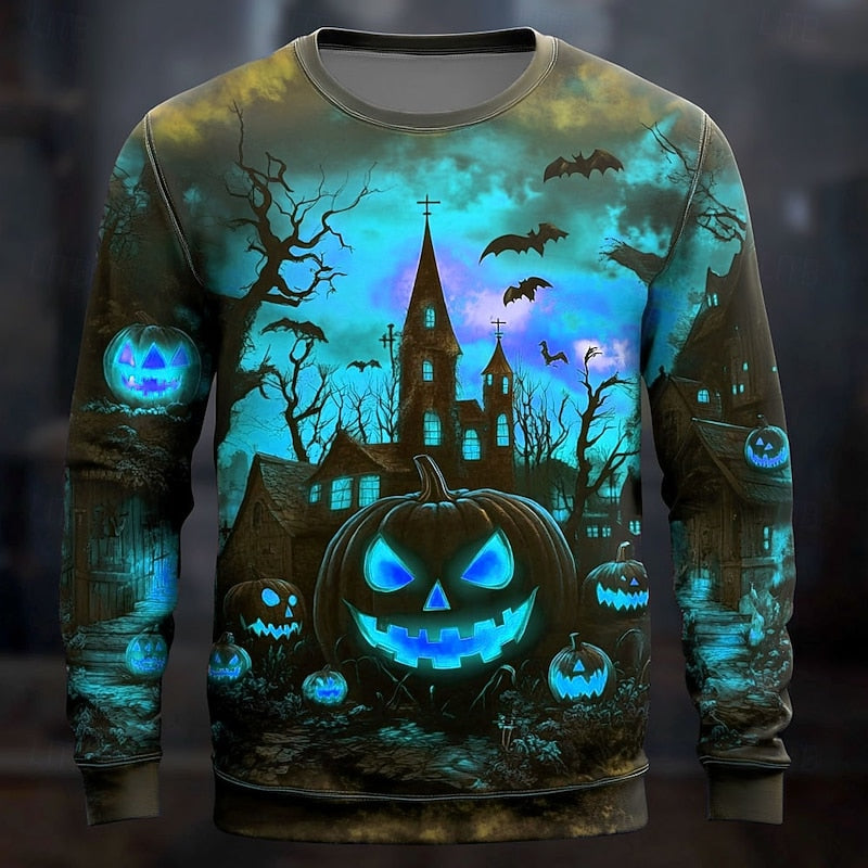 Men's Halloween Pumpkin Graphic Long Sleeve Sweatshirt