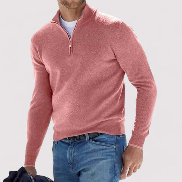 Men’s Quarter-Zip Sweater with Stand Collar