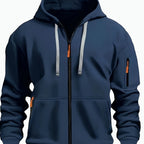 Men's Full-Zip Hooded Sweatshirt with Sleeve Detail