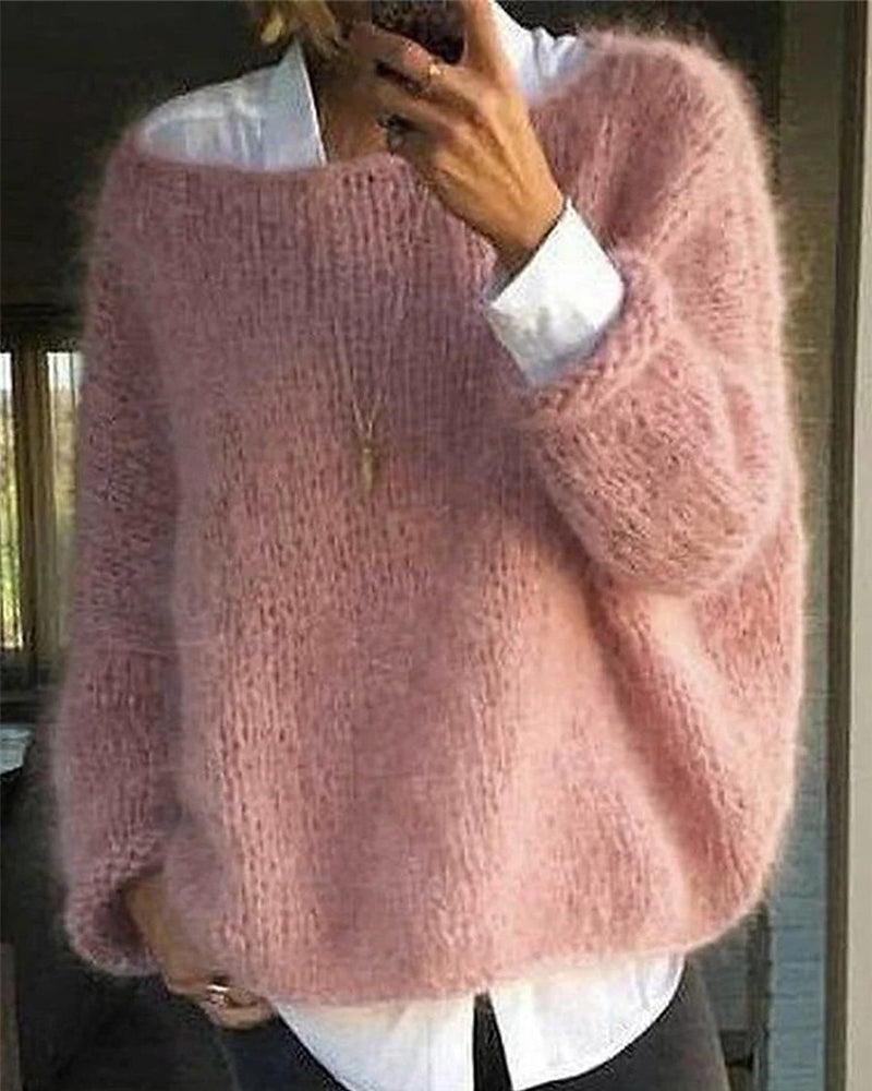 Women’s Oversized Wide-Neck Knit Sweater