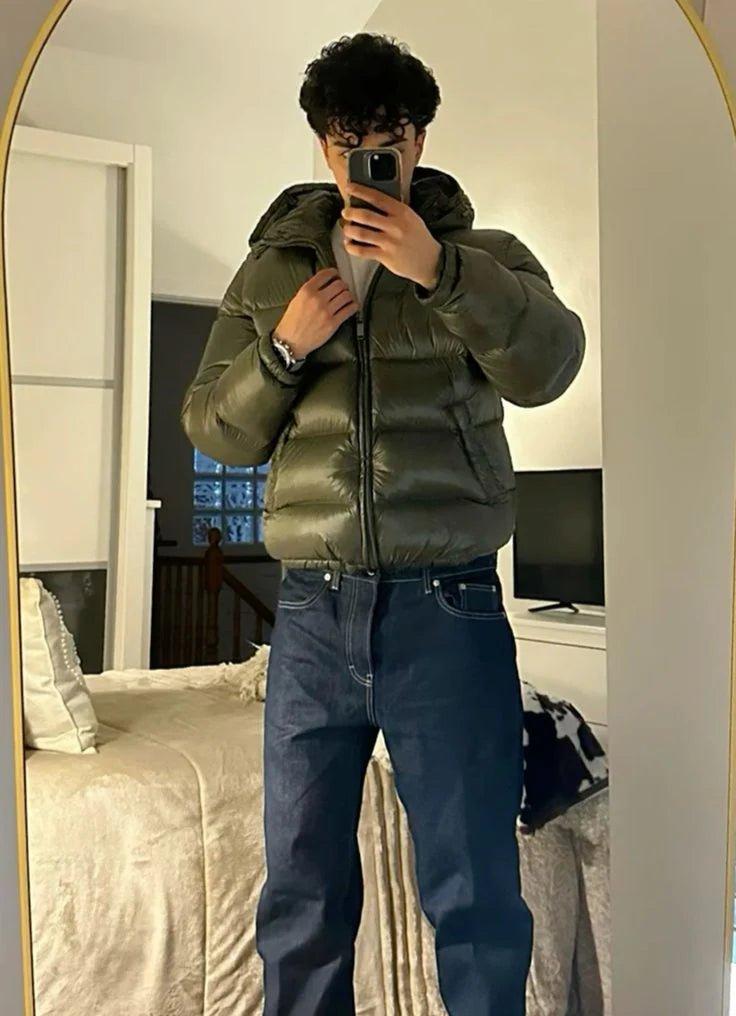 Men’s Hooded Puffer Jacket With Zip Front