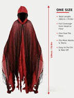 Halloween Hooded Ghost Costume with Tattered Cape
