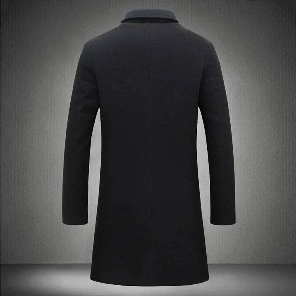 Men’s Longline Notch-Lapel Overcoat