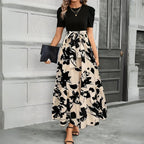 Women’s Floral Maxi Dress Tie Waist