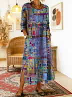 Women’s Abstract Print Midi Dress