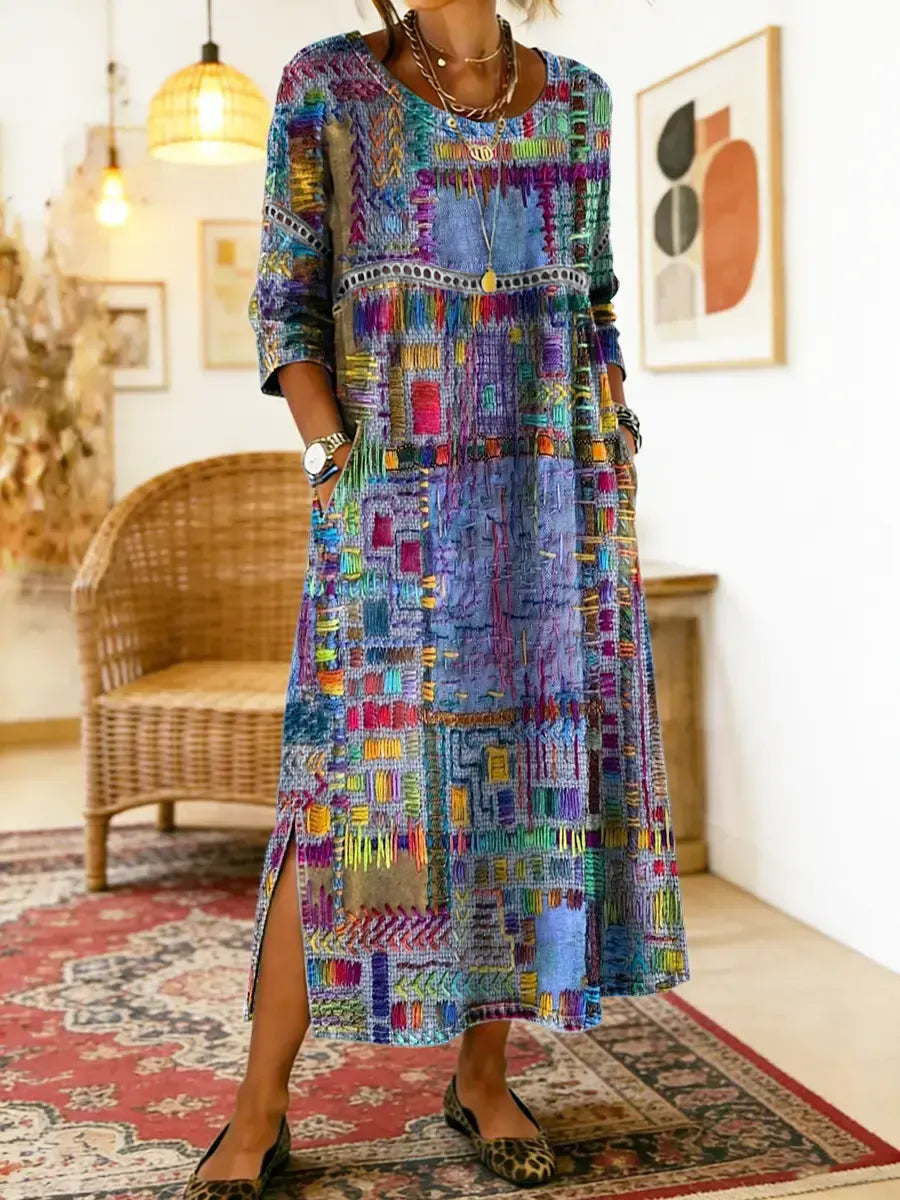 Women’s Abstract Print Midi Dress