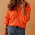 Women’s Relaxed Ruffle Trim V-Neck Blouse