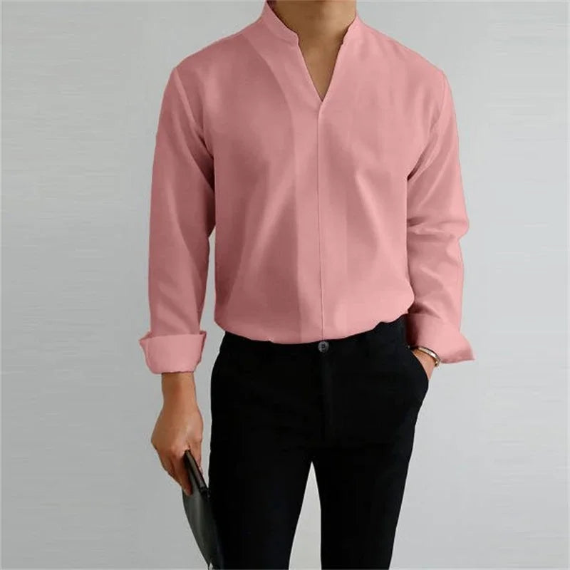 Men’s Mandarin Collar Casual Shirt