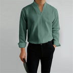 Men’s Mandarin Collar Casual Shirt