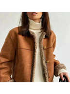Women's Short Jacket with Faux Fur Trim