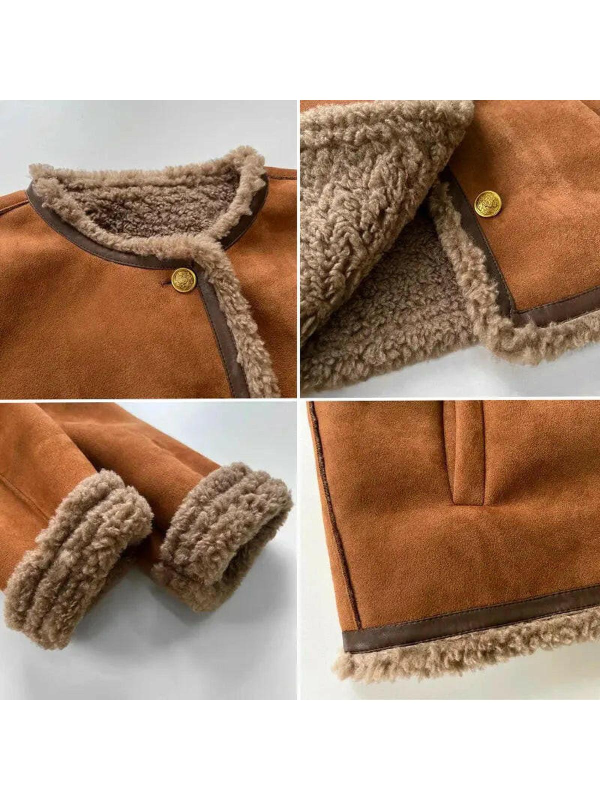 Women's Short Jacket with Faux Fur Trim