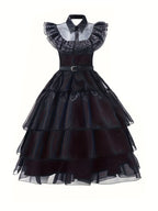 Women’s Halloween Wednesday Costume Dress Set