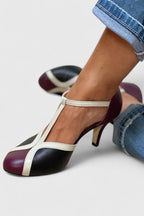 Women’s T-Strap Heels with Round Toe