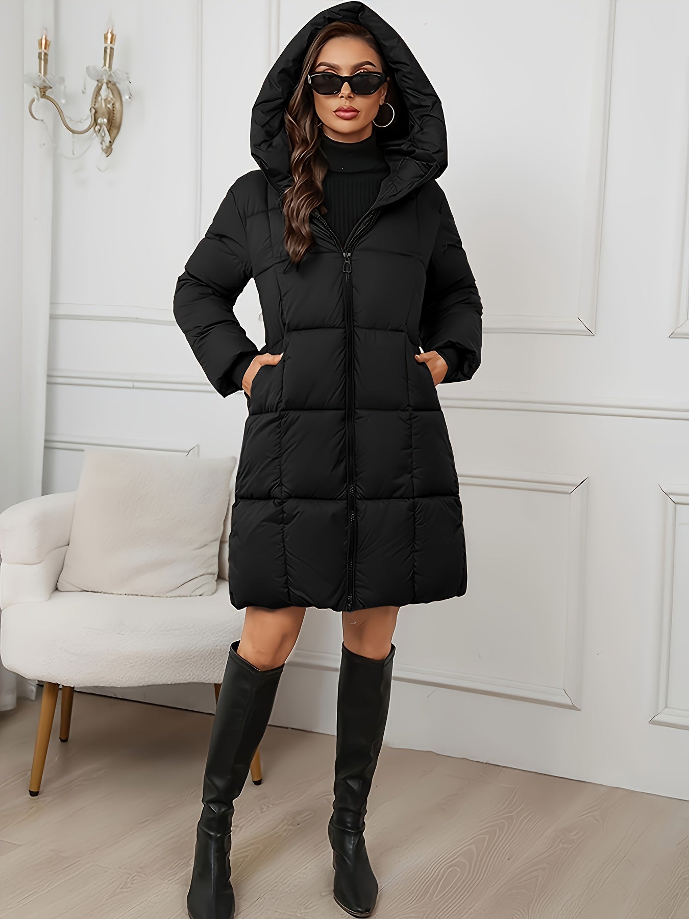 Women’s Long Puffer Jacket with Hood
