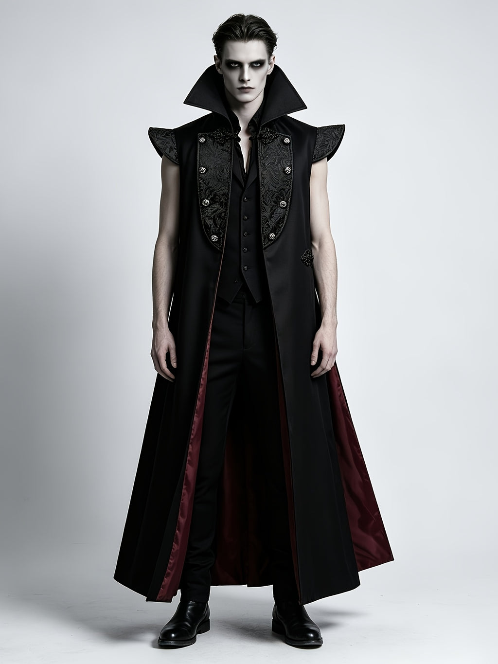 Men’s Halloween Vampire Costume with Long Cape