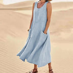 Women's Linen Pocket Maxi Dress