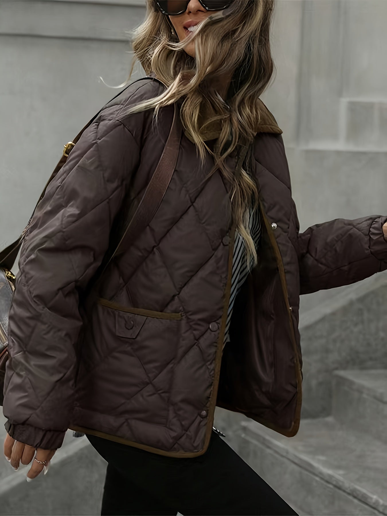 Women’s Quilted Jacket with Contrast Collar