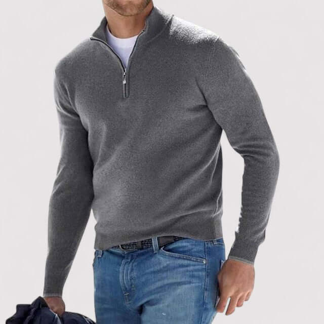Men’s Quarter-Zip Sweater with Stand Collar