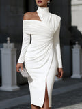 Women’s Ruched One Shoulder Midi Dress