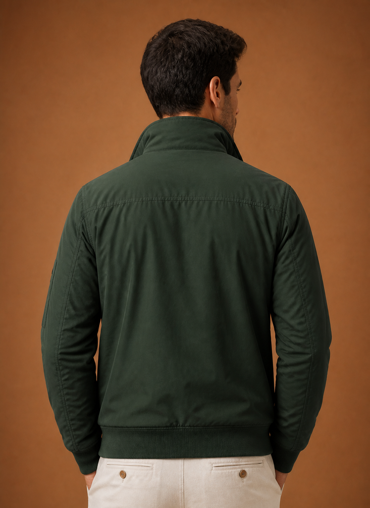 Men's Bomber Jacket with Stand Collar