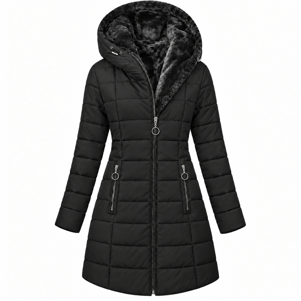 Women's Long Quilted Hooded Winter Coat